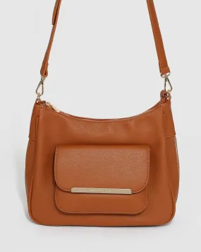 Tan Gina Zip Crossbody Bag