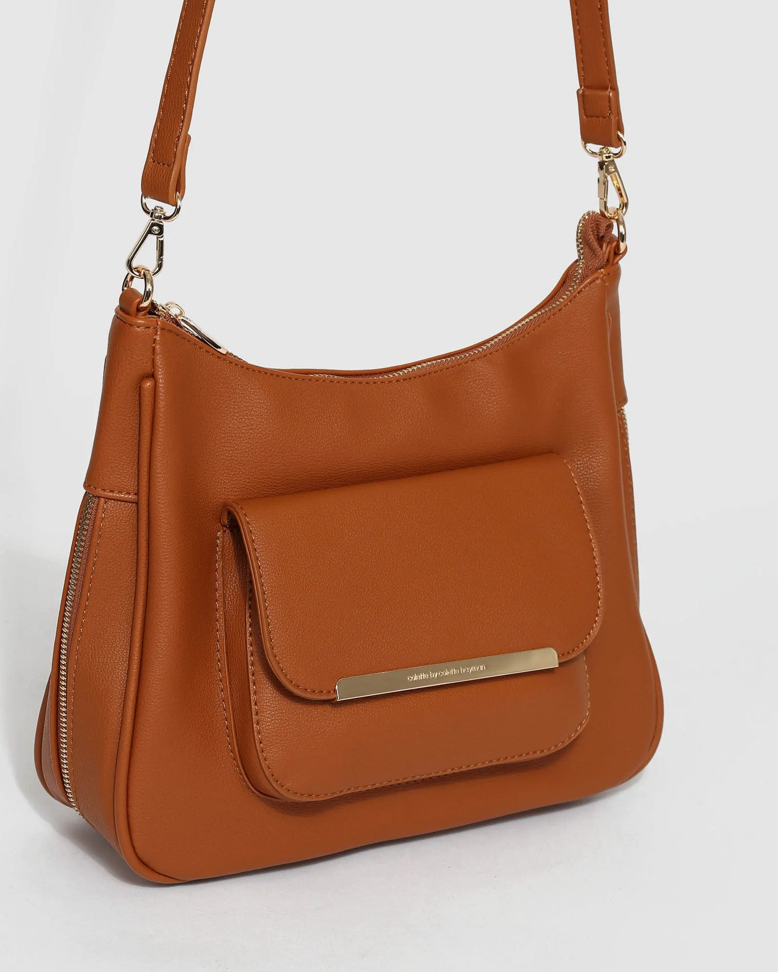 Tan Gina Zip Crossbody Bag