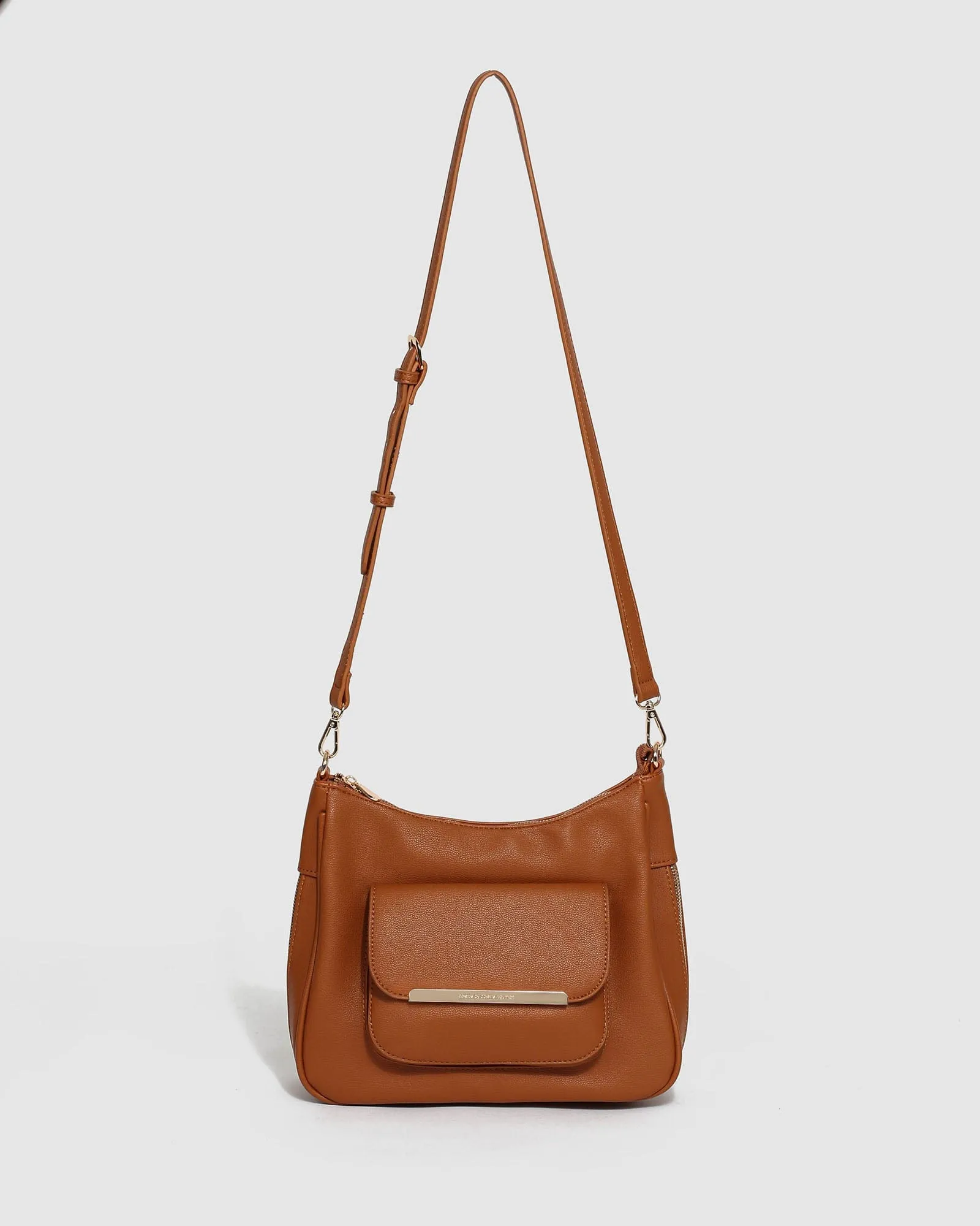 Tan Gina Zip Crossbody Bag