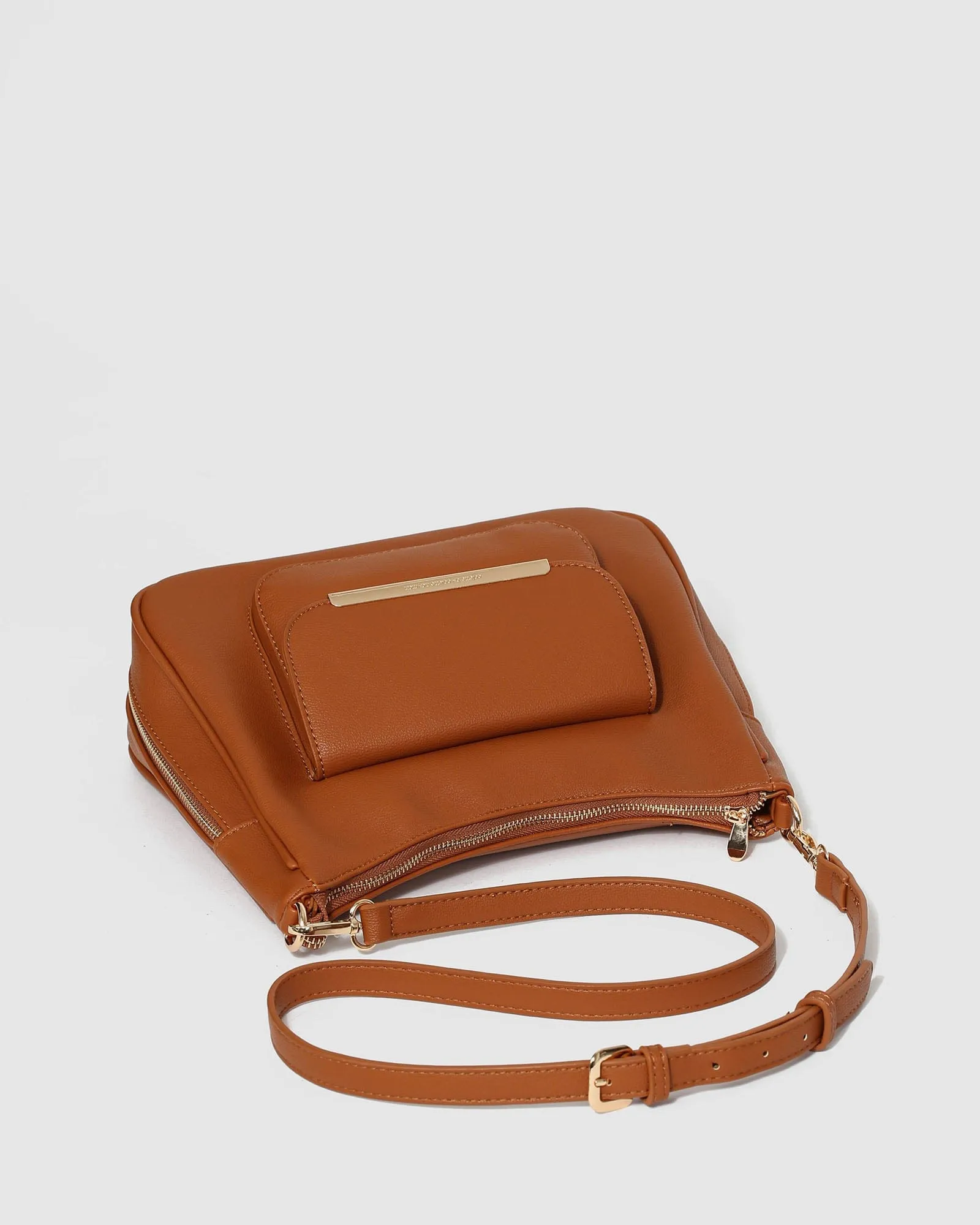 Tan Gina Zip Crossbody Bag