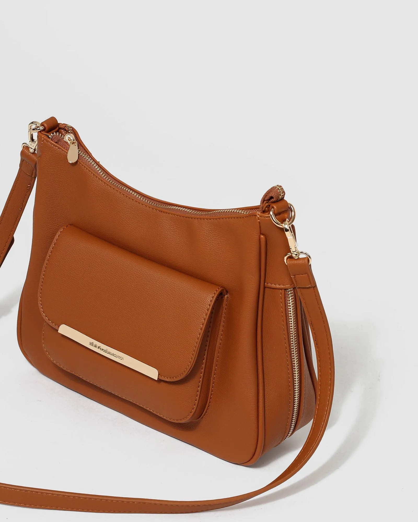 Tan Gina Zip Crossbody Bag