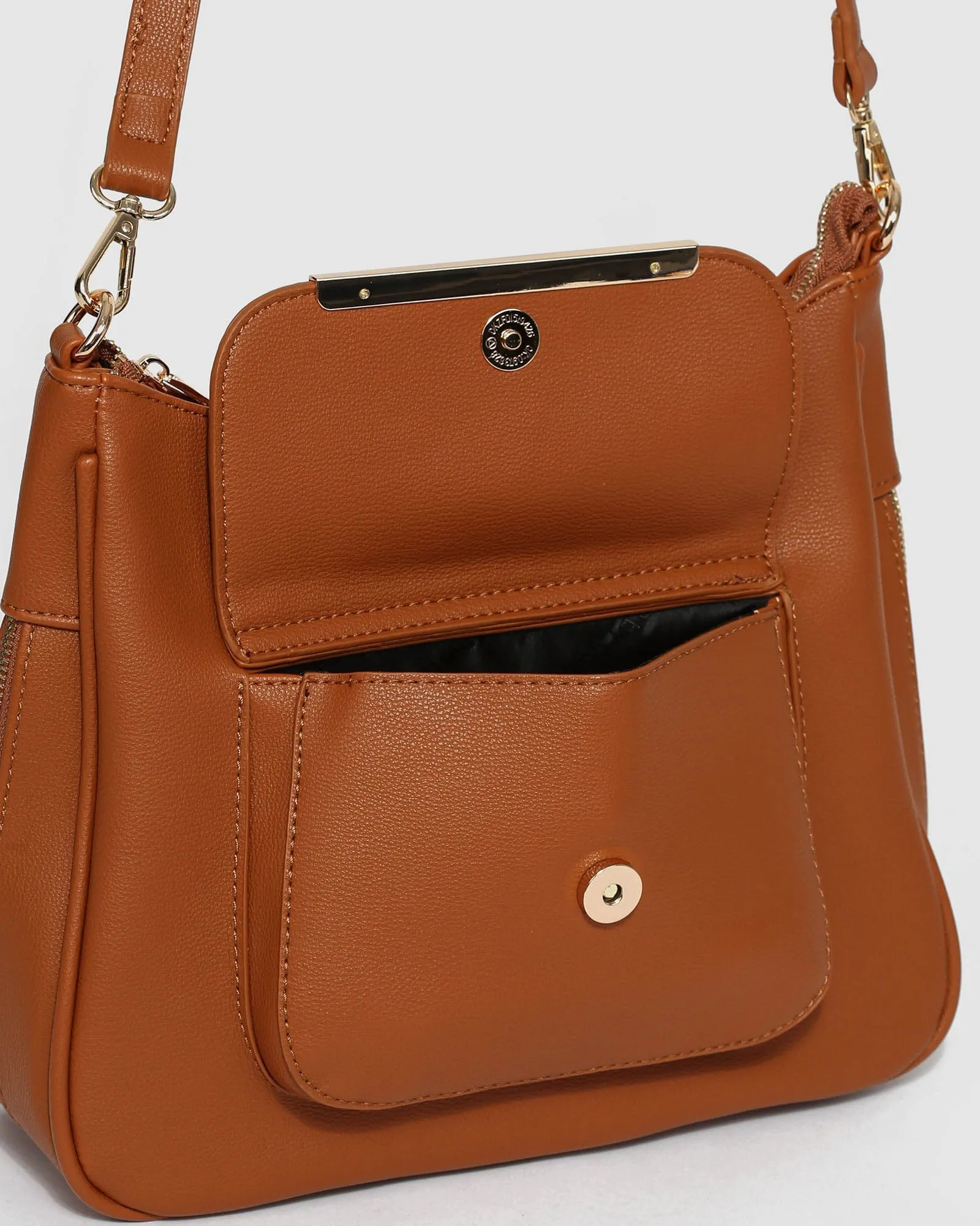 Tan Gina Zip Crossbody Bag