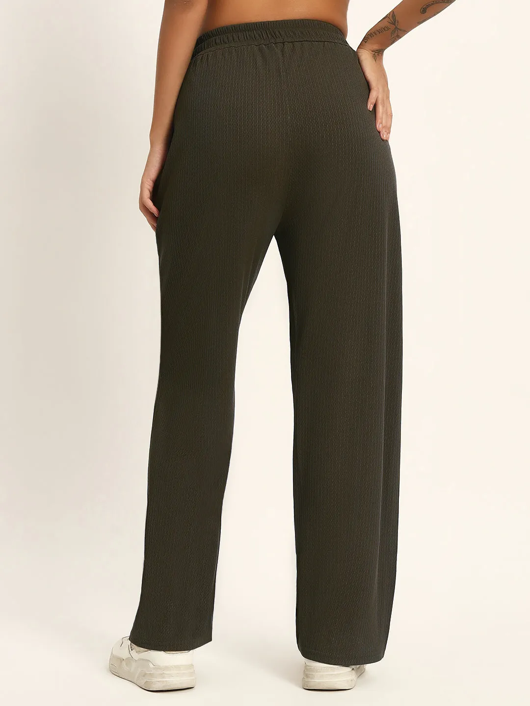 THE SOLID WIDE LEG PANTS DARK GREEN