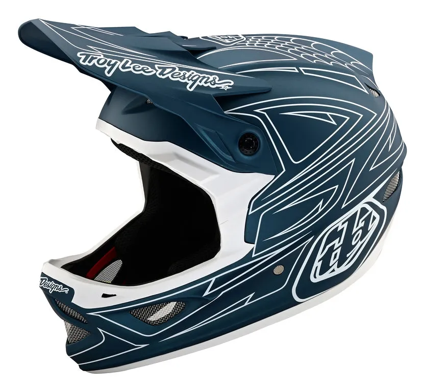 Troy Lee Designs D3 Fiberlite Full Face Helmet - Spider Stripe - Blue