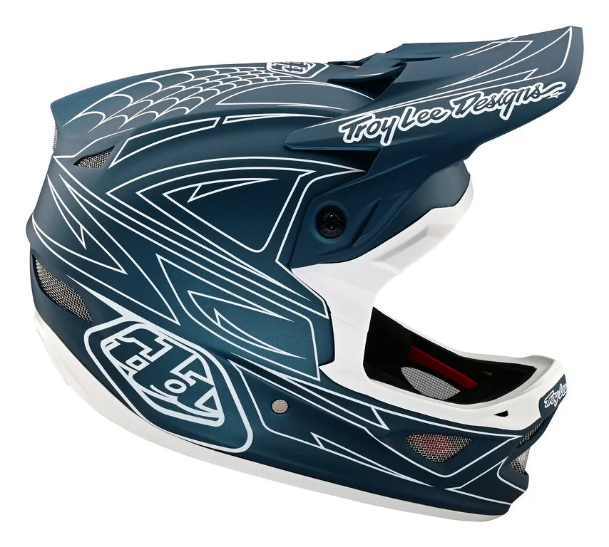 Troy Lee Designs D3 Fiberlite Full Face Helmet - Spider Stripe - Blue