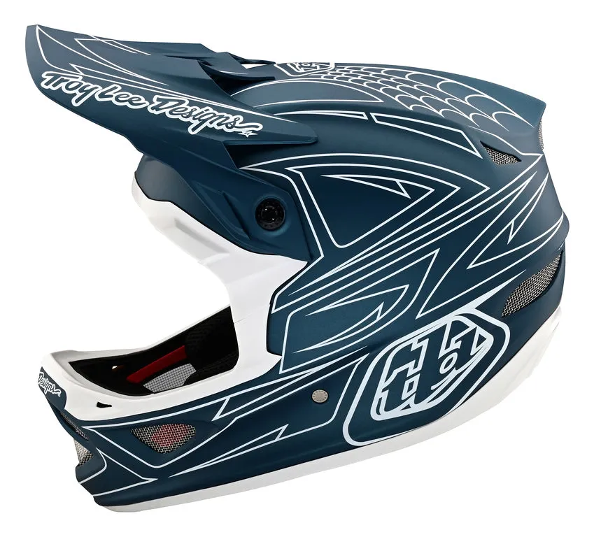 Troy Lee Designs D3 Fiberlite Full Face Helmet - Spider Stripe - Blue