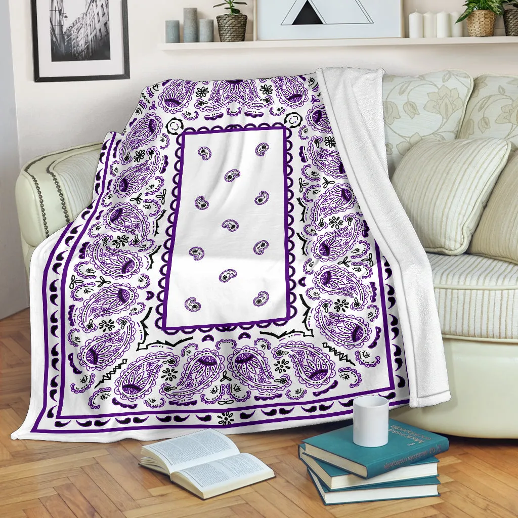 Ultra Plush White with Purple Bandana Premium Blanket