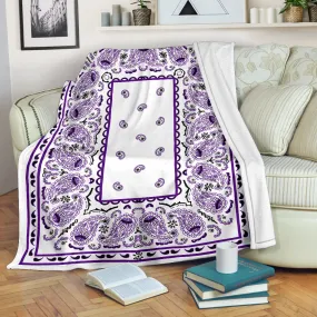 Ultra Plush White with Purple Bandana Premium Blanket