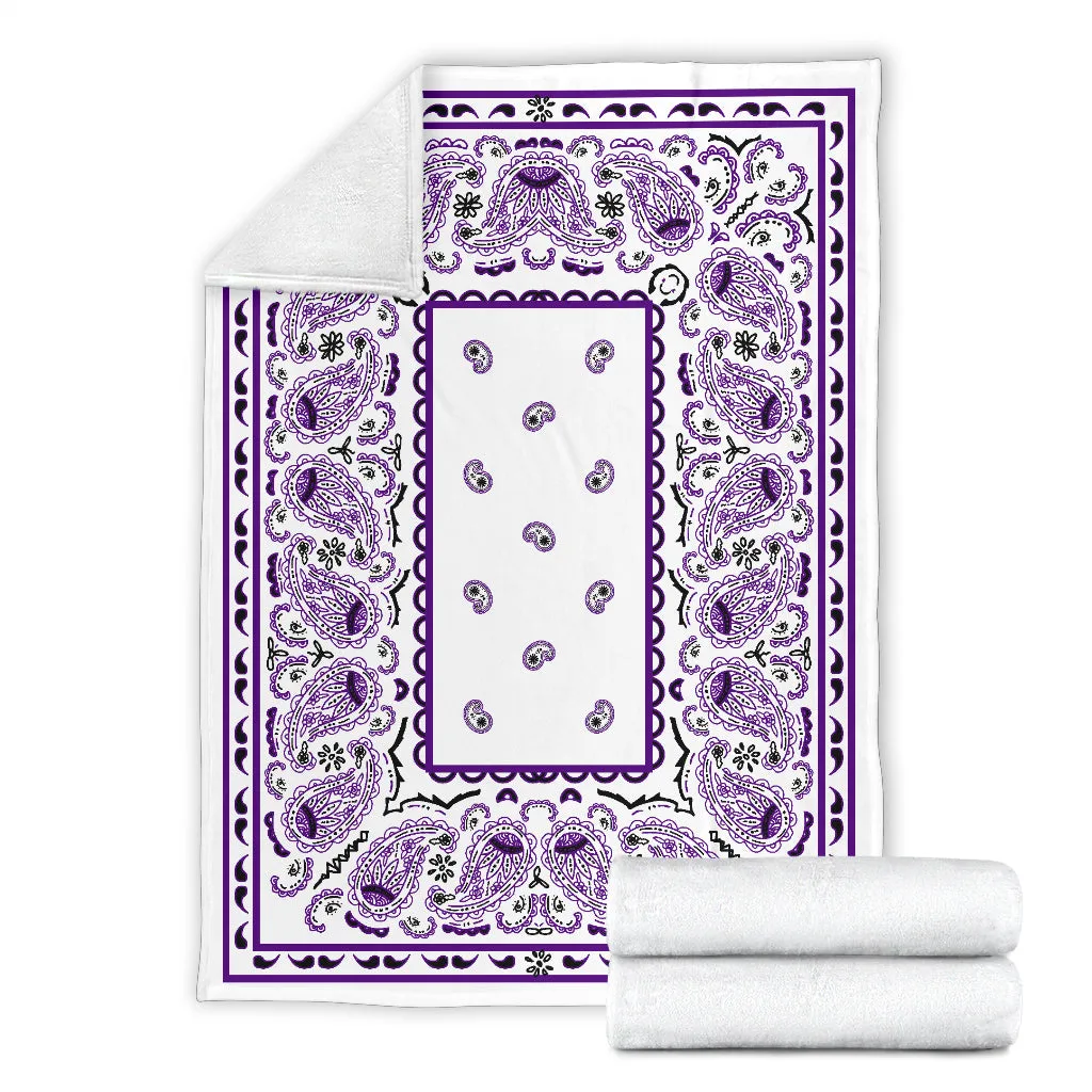 Ultra Plush White with Purple Bandana Premium Blanket