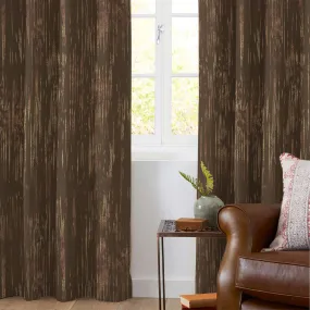 Umber Brown Textured Golden Foil Premium Curtain Fabric (Width 54 Inches)