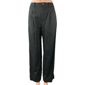 Uniqlo Women's Black Linen Pleated High Rise Wide Leg Trouser Pants Size XS