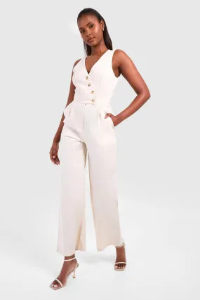 Vest Detail Wide Leg Jumpsuit