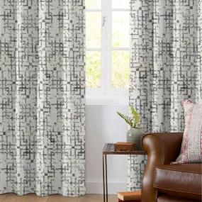 White And Black Geometric Pattern Jacquard Premium Curtain Fabric (Width 48 Inches)