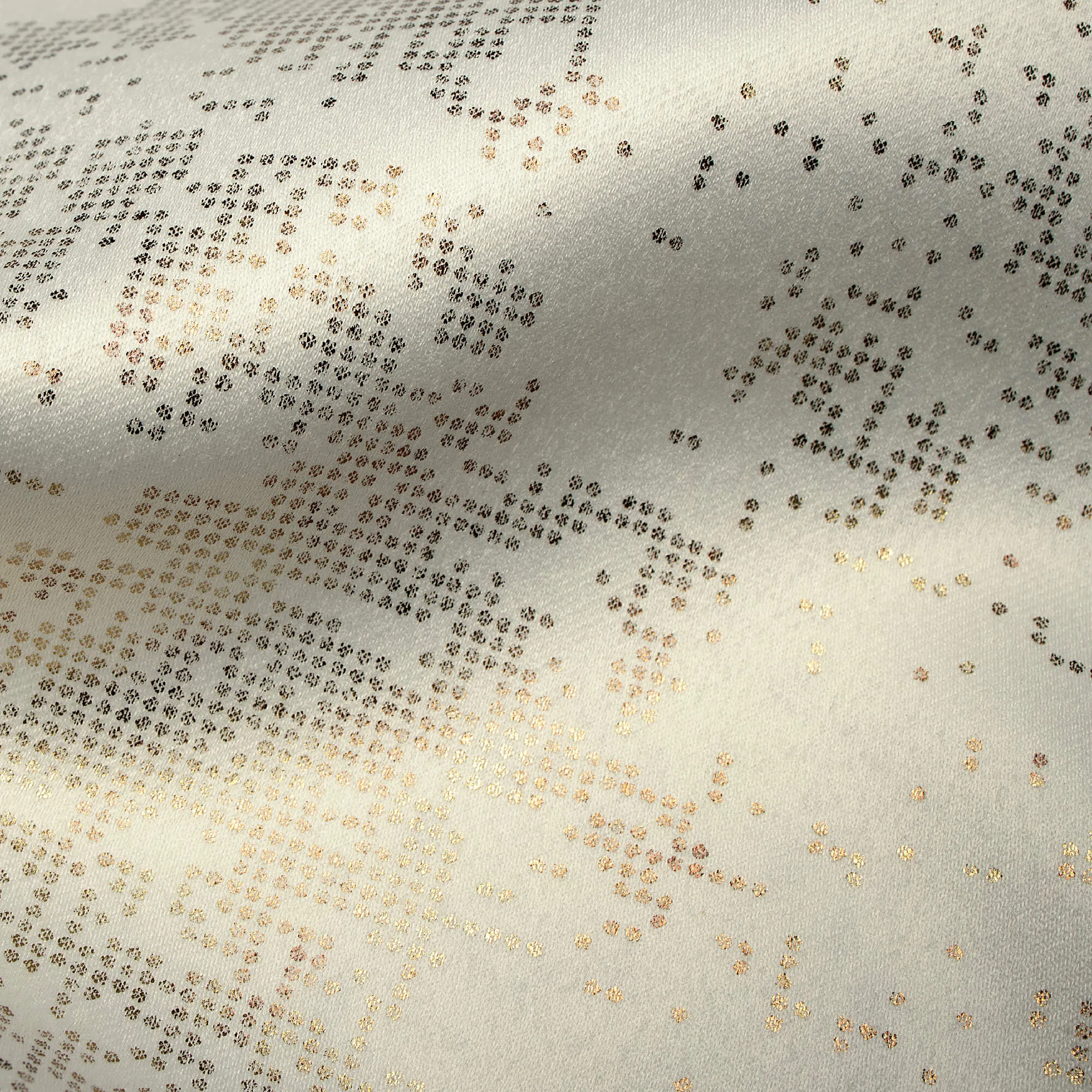 White Golden Dots Geometric Pattern Premium Curtain Fabric (Width 54 Inches)