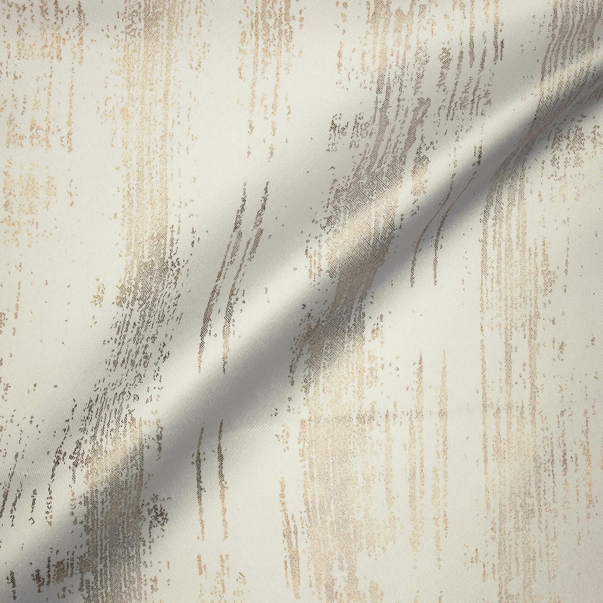 White Texture Pattern Golden Foil Premium Curtain Fabric (Width 54 Inches)