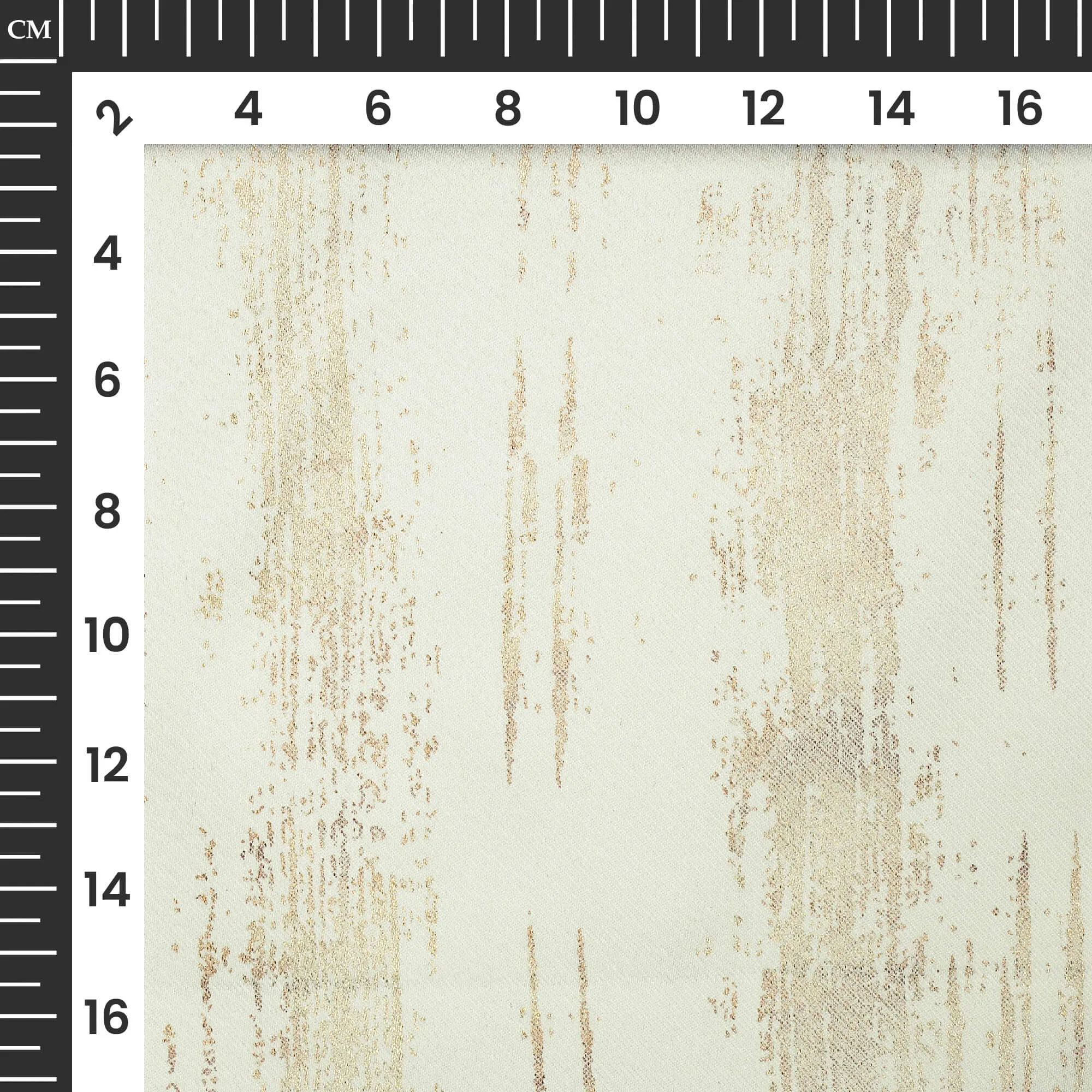 White Texture Pattern Golden Foil Premium Curtain Fabric (Width 54 Inches)