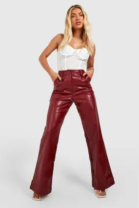 Wide Leg Split Back Pu Pants