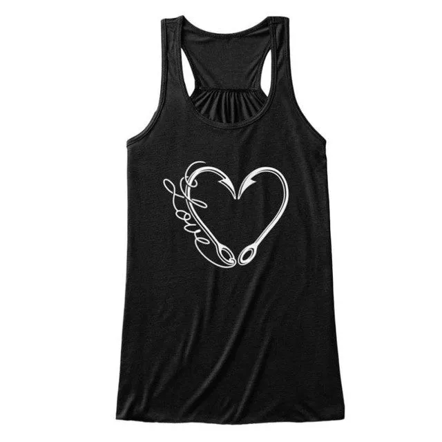 Women Vest Printed Heart Loose Summer Tanks Top Casual Loose Gothic Workout Hot Lingerie Top Quality Regata Feminina Cavadas#99 