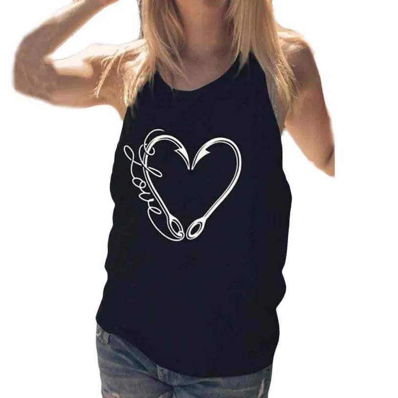 Women Vest Printed Heart Loose Summer Tanks Top Casual Loose Gothic Workout Hot Lingerie Top Quality Regata Feminina Cavadas#99 