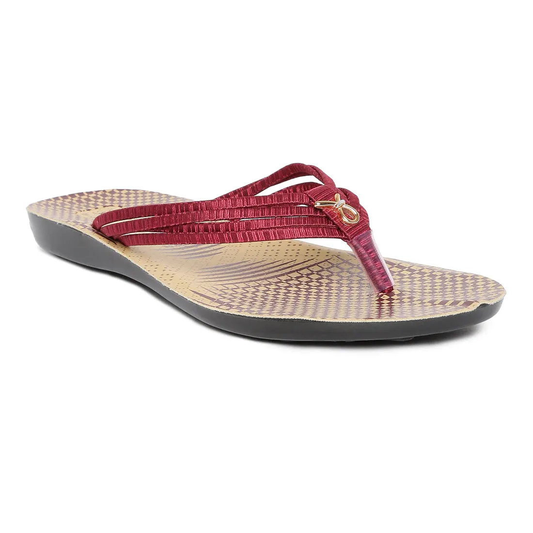 Women's Maroon Fabric  Rexine Sandals (PU7074L_MAR)