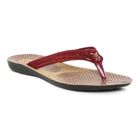 Women's Maroon Fabric  Rexine Sandals (PU7074L_MAR)