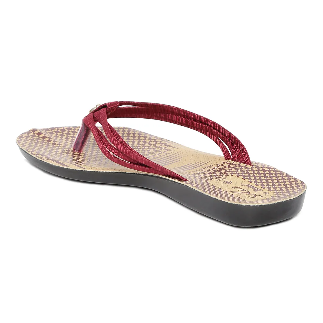 Women's Maroon Fabric  Rexine Sandals (PU7074L_MAR)