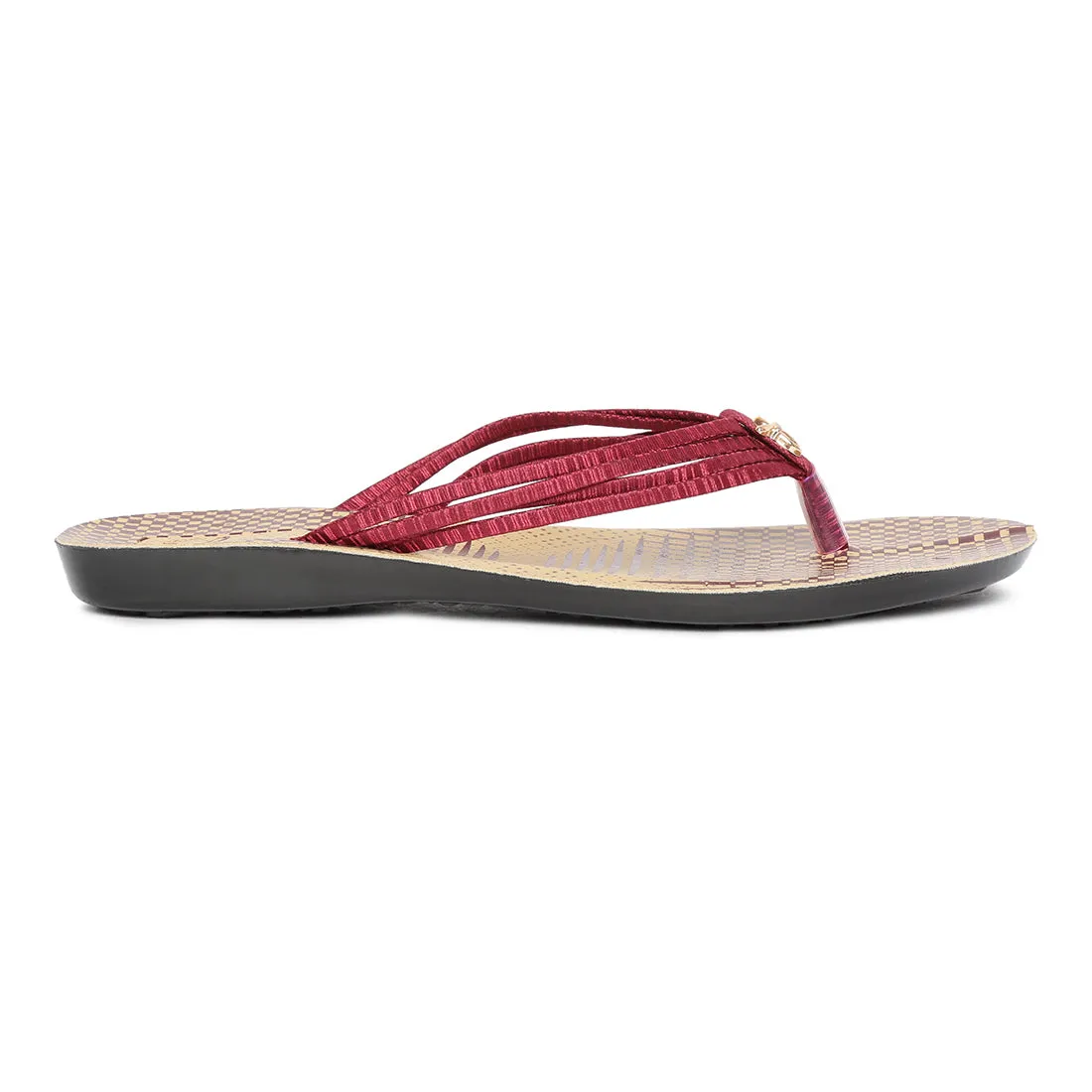 Women's Maroon Fabric  Rexine Sandals (PU7074L_MAR)