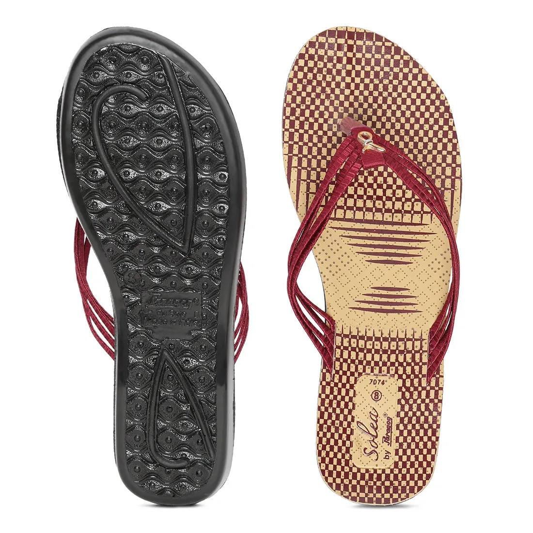 Women's Maroon Fabric  Rexine Sandals (PU7074L_MAR)