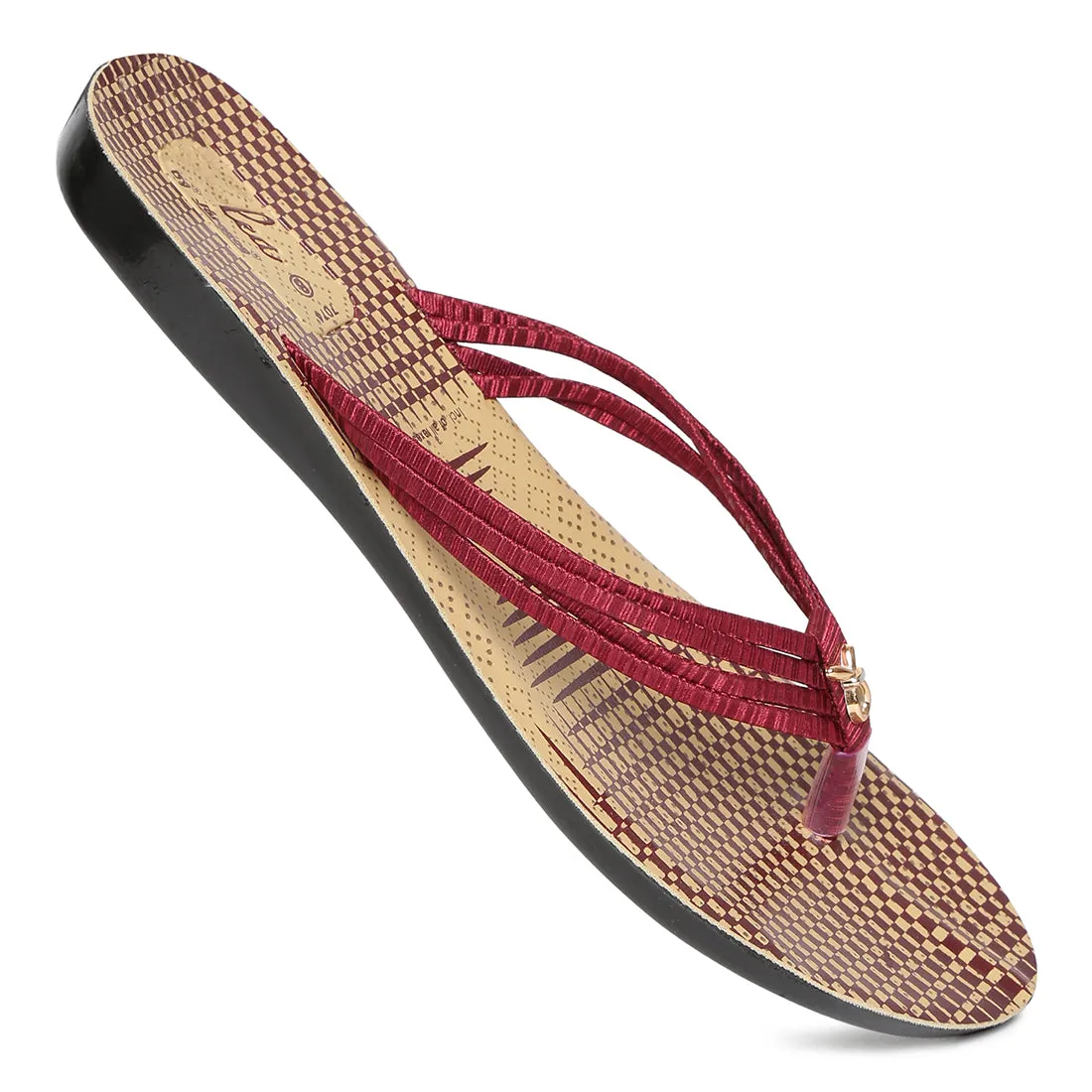 Women's Maroon Fabric  Rexine Sandals (PU7074L_MAR)