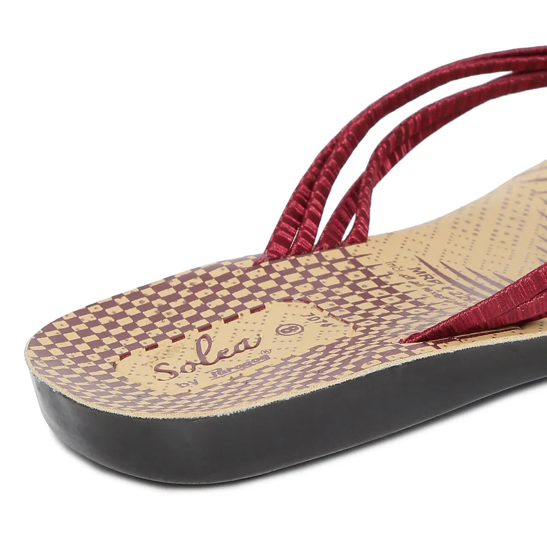 Women's Maroon Fabric  Rexine Sandals (PU7074L_MAR)