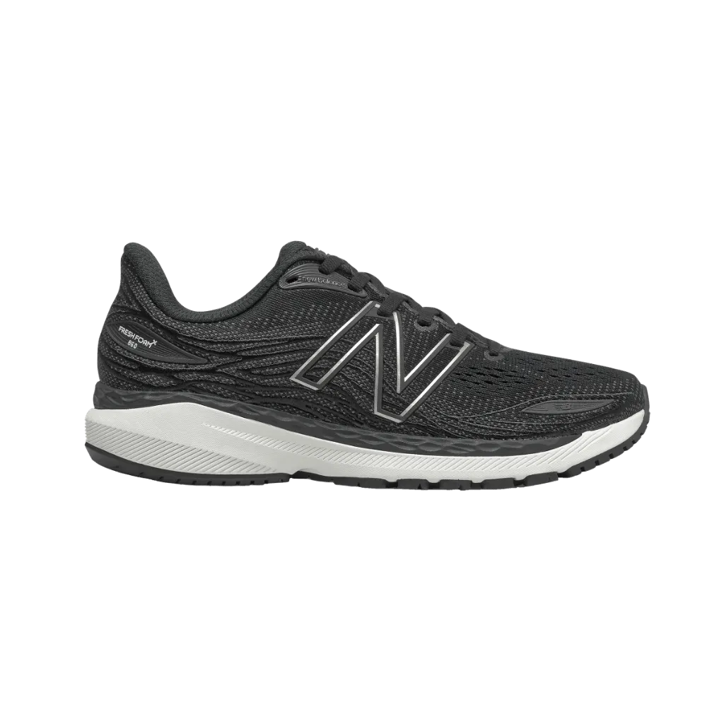 Women's New Balance Fresh Foam X 860v12 Color: Black with White (REGULAR & WIDE WIDTH)