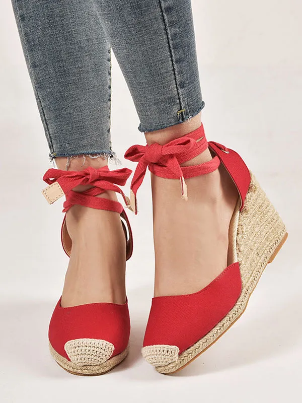 Women's Pointed Toe Terry WedgeEspadrilles Sandals